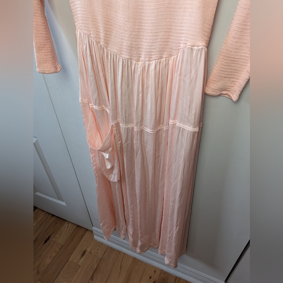 FREE PEOPLE Lucky Love Midi Dress Baby Pink No Size Tag (S Approx) Satin Finish - Picture 6 of 16